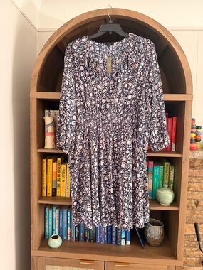 J. Crew Navy and Blush Floral Mini Dress